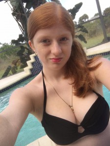 ginger teen in bikini with big amateur boobs